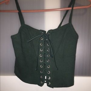 Navy Green Crop Top